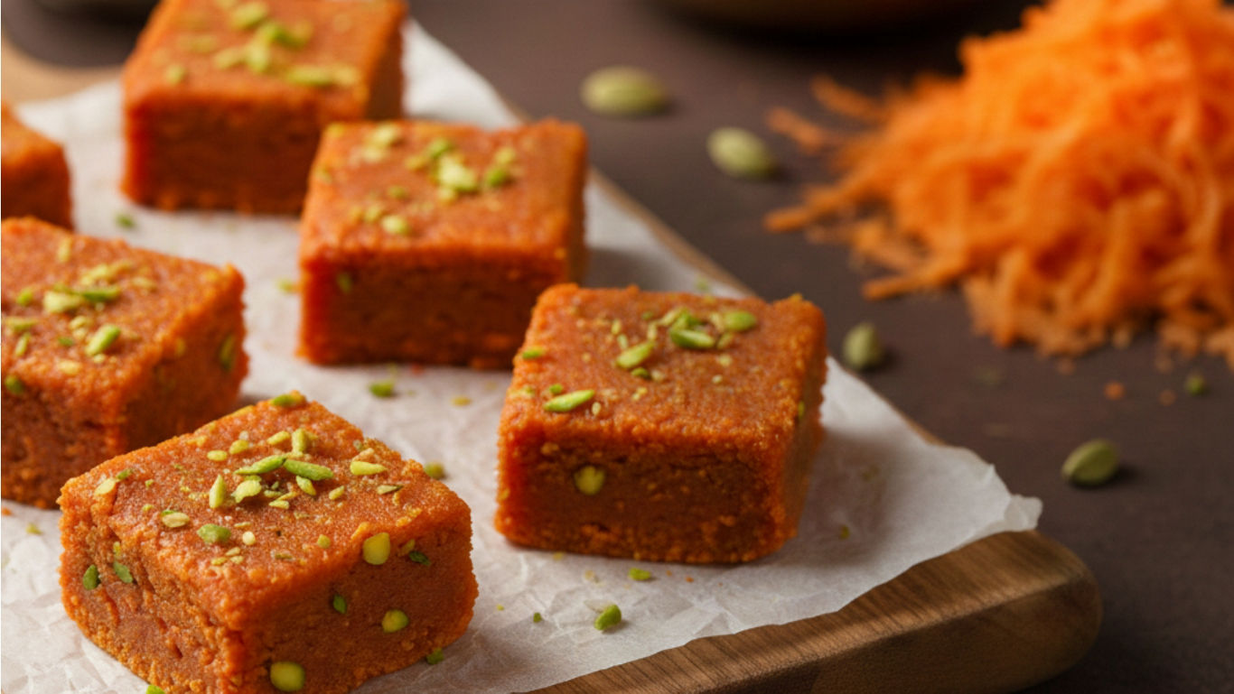 Gajar Barfi Recipe | Easy Carrot Milk Fudge with Cardamom